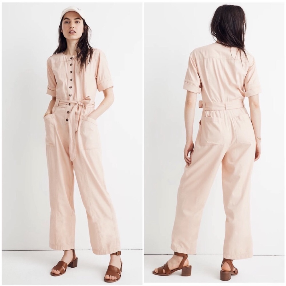Madewell Top-Stitched Coverall Blush Jumpsuit 2